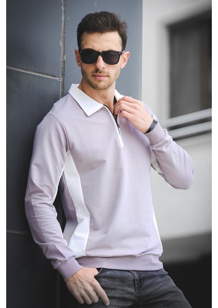 Shibu Parçalı Yarım Fermuarlı Yakalı Erkek Sweatshirt modelleri