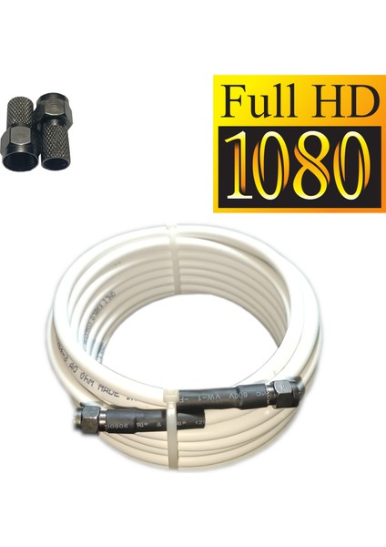 Rg6-U4 4K /full Hd /3d Siyah Contalı F Konnektörlü Anten Uydu Kablosu (7 Metre)