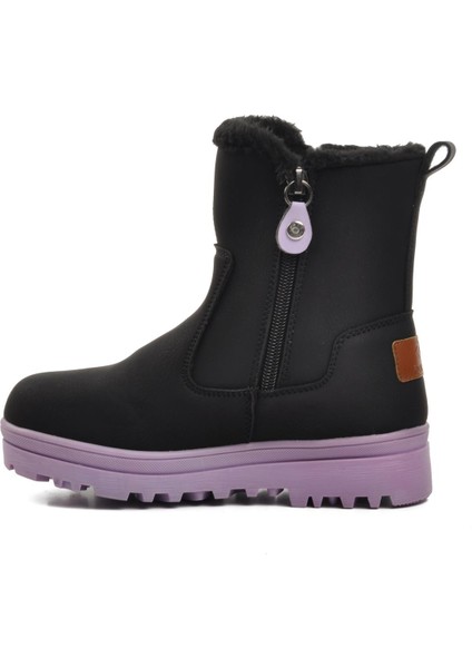 23003-F Siyah-Lila Içi Kürklü Çocuk Bot modelleri