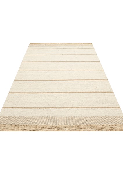 Pune Pun 06 Ivory Beige El Emeği ile Yeni Zelanda Yünü ile Üretilen Modern El Dokuma Kilim