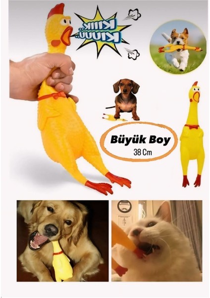 Zararsız Horoz Oyuncak 35 cm Ses Çıkartan Sesli Horoz Eğlenceli Köpek ve Kediler Için Sesli Öten