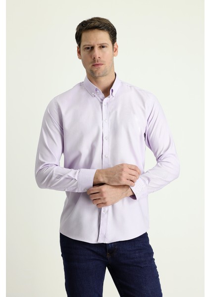 Uzun Kol Slim Fit Dar Kesim Oxford Pamuk Gömlek