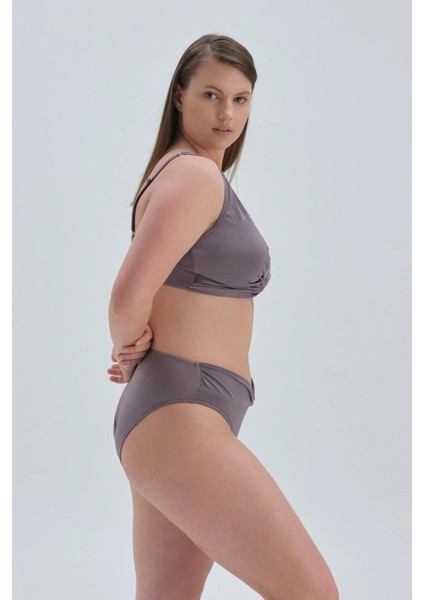 6 cm Yüksek Bel Bikini Tek Alt 2609 Vizon