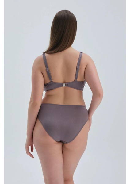 6 cm Yüksek Bel Bikini Tek Alt 2609 Vizon
