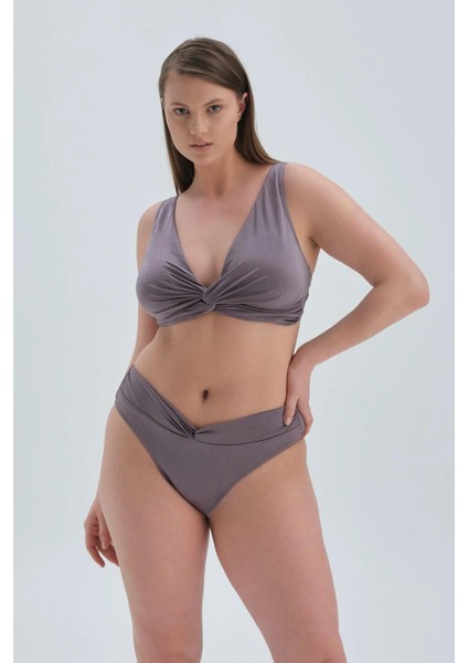 6 cm Yüksek Bel Bikini Tek Alt 2609 Vizon