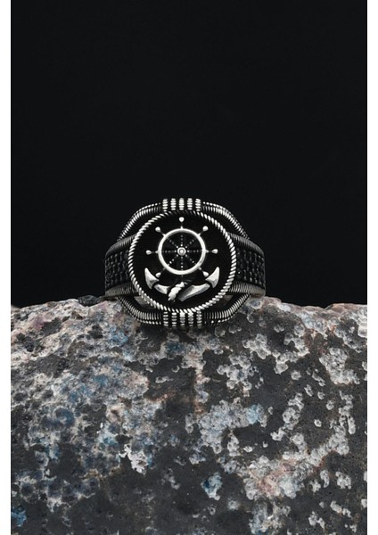 Gümüş Çapa Dümen 925 Ayar Gümüş Erkek Yüzüğü 901225 modelleri