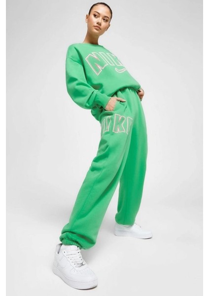 Phoenix Fleece High Waisted Loose Fit Sweatpant Oversize Eşofman Altı Yeşil