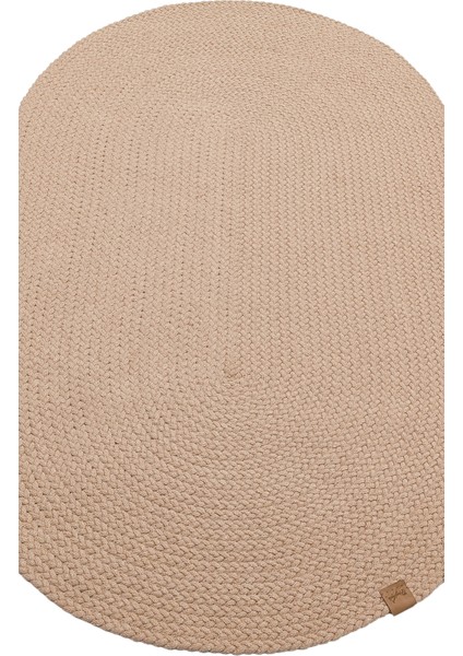 Patna Beige Oval Jüt ve Hasır Görünümlü Halı