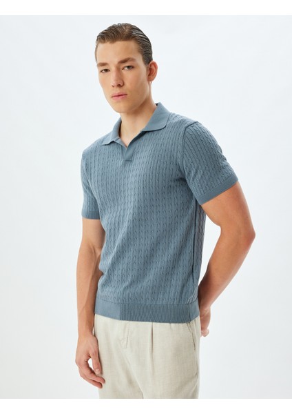 Triko Kazak Kısa Kollu Polo V Yaka Örgü Dokulu Pamuklu modelleri