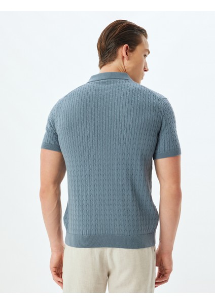 Triko Kazak Kısa Kollu Polo V Yaka Örgü Dokulu Pamuklu fırsatları