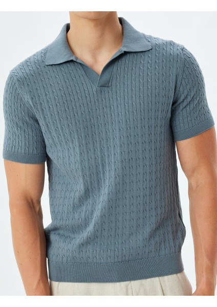 Triko Kazak Kısa Kollu Polo V Yaka Örgü Dokulu Pamuklu indirimleri