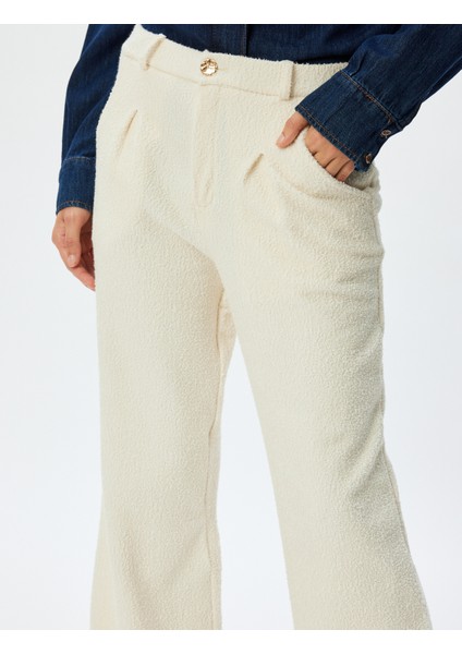 Tüvit Pantolon Bol Paça Yüksek Bel Pileli Düğmeli Cep Detaylı indirimleri