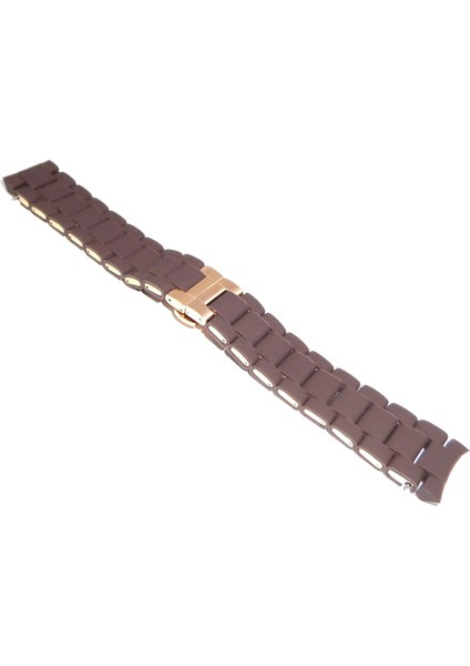 Uyumlu Emporio Armani AR5891 23MM Kahverengi Silikon Kaplama Çelik Kordon