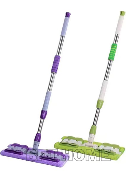 Yedek Bezli Mandallı Mikrofiber Temizlik Mop Seti, Mor veya Yeşil renk seçenekleri