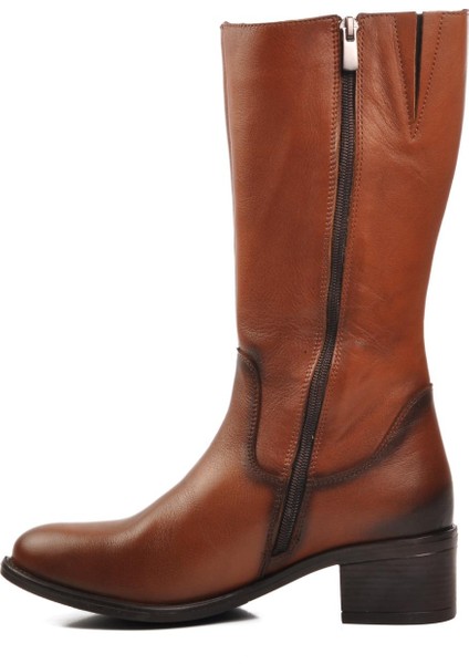 Voyager 9289 Taba Içi Polarlı Deri Kadın Çizme modelleri