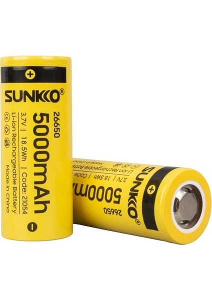 3.7 Volt 5000 Mah 26650 Şarj Edilebilir Pil 1 Adet Lityum Ion Şarjlı Pil 26 x 65 mm