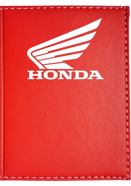 Honda Motor Logolu Kırmızı Ruhsat Kabı