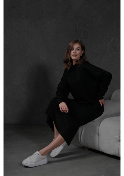 Siyah Örme Modal Oversize Kadın Sweatshirt 28037 modelleri