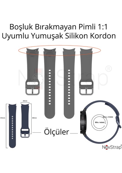 Samsung Galaxy Watch 7 6 5 Pro 4 Fe 40 42 43 44 45 46 47 mm Uyumlu Kordon Tam Kapatan Pimli Silikon modelleri