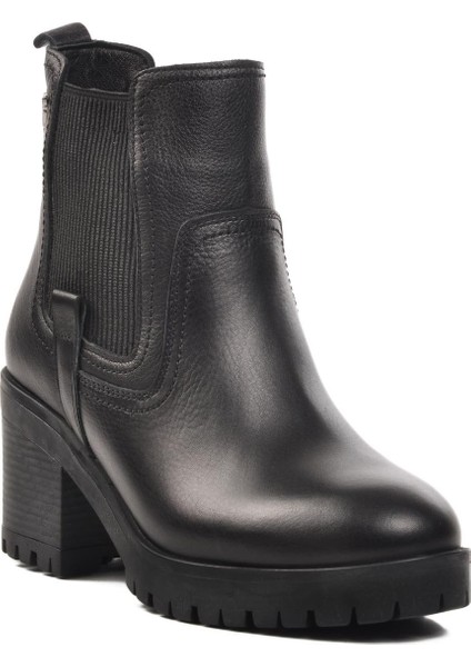 9826 Siyah Deri Kadın Bot