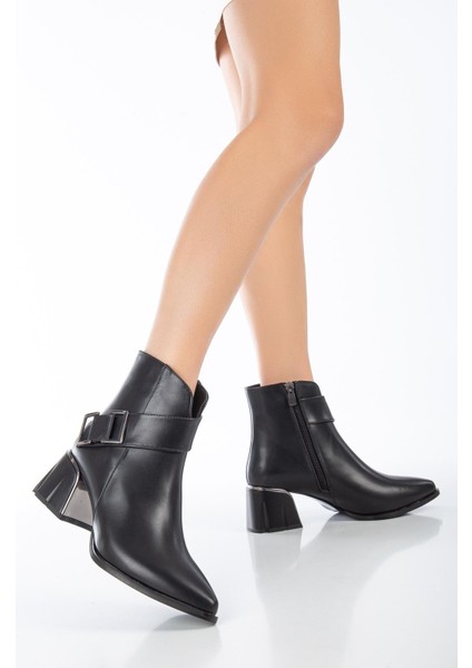 Suins Lesia Özel Tasarım Galvanizli Topuk Fermuarlı Kadın Bot modelleri