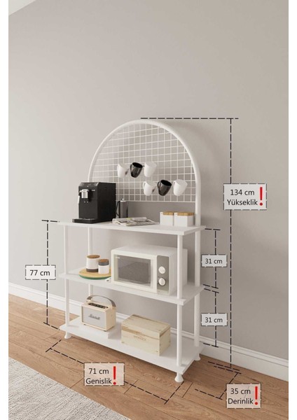 Çevir Kur Beyaz BD Kahve Köşesi Dolabı, , Mutfak Düzenleyici 71*136*35 cm indirimleri