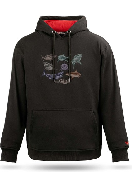 Shark Free Tasarım Kapşonlu Sweatshirt