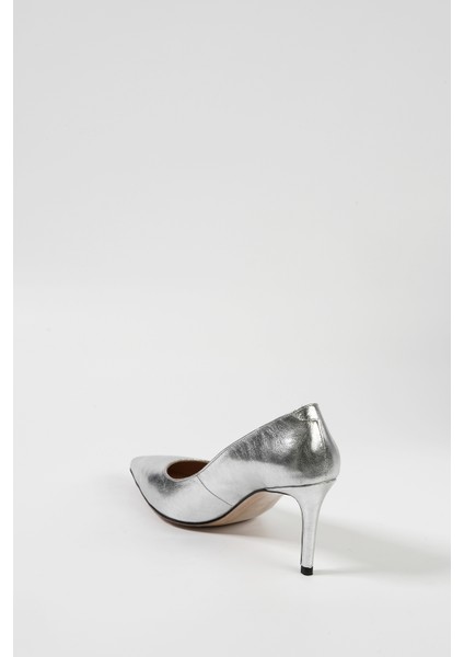 Gümüş Hakiki Deri Kadın Stiletto Ayakkabı fırsatları