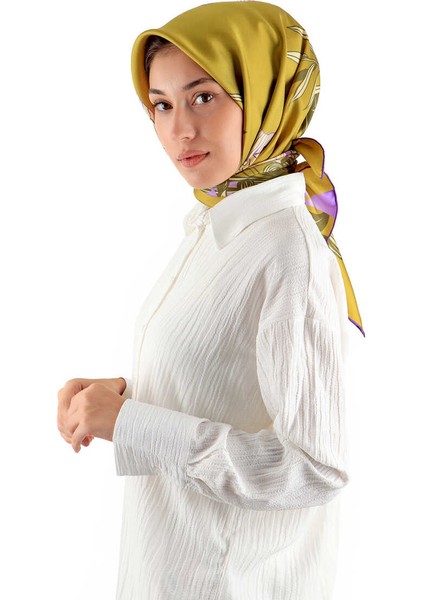 Asit Yeşil Çağla Desen Twill Ipek Eşarp fiyatları