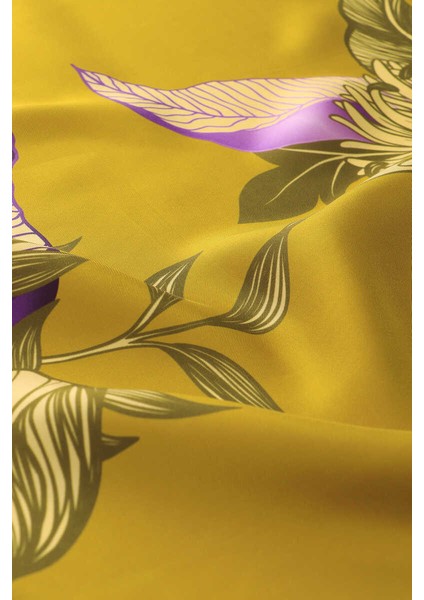 Asit Yeşil Çağla Desen Twill Ipek Eşarp modelleri