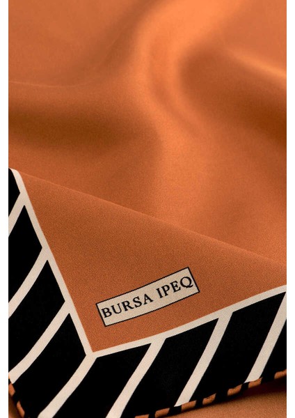 Taba Çizgi Desen Twill Ipek Eşarp modelleri