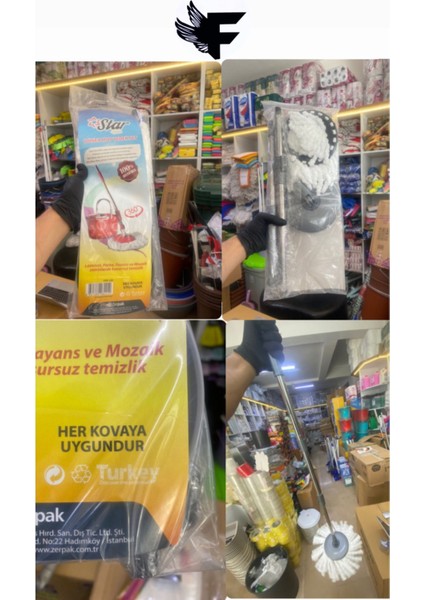 1. Kalite Güçlü Yedek Mop Takım Döner Başlıklı Mikrofiber (Tüm Viladalara Uygun ) Setii