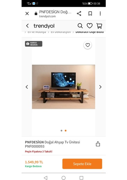 Pnf Dizayn Pnf Design Doğal Ahşap Tv Ünitesi PNF0000093