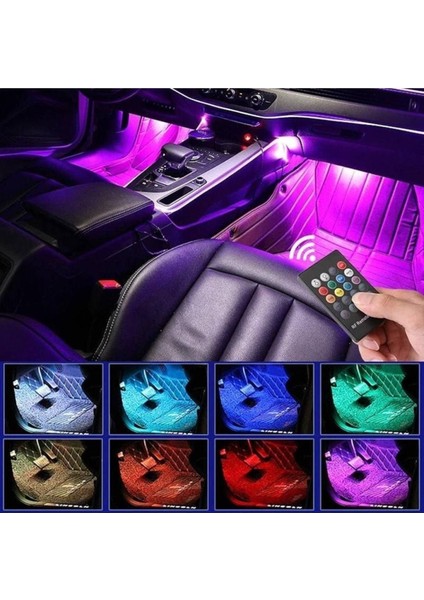 Ford Taunus 12V Çakmaklık Girişli 4'Lü Rgb Kumandalı Sese Duyarlı Ayak Altı Led