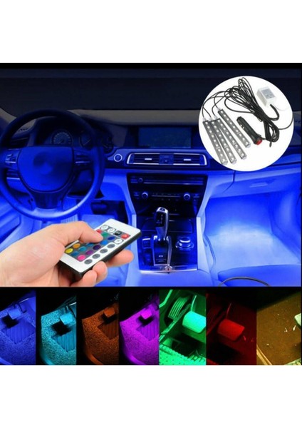 Ford Taunus 12V Çakmaklık Girişli 4'Lü Rgb Kumandalı Sese Duyarlı Ayak Altı Led fiyatları