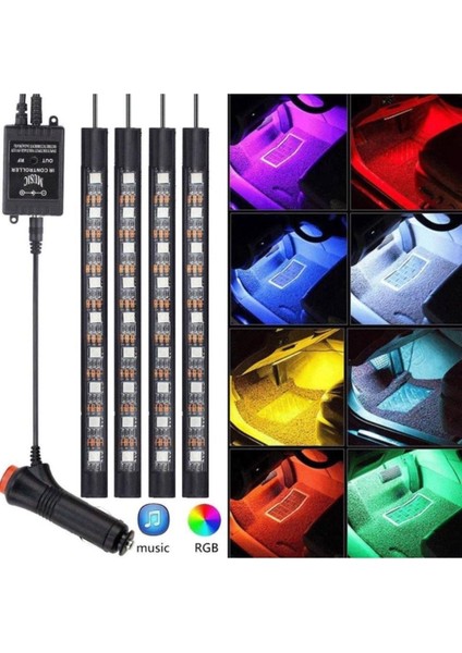 Ford Taunus 12V Çakmaklık Girişli 4'Lü Rgb Kumandalı Sese Duyarlı Ayak Altı Led modelleri