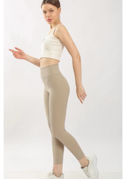 Kadın Yüksek Bel Şardonlu Incelten Toparlayıcı Fitilli Tayt 1055 fiyatları