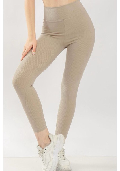 Kadın Yüksek Bel Şardonlu Incelten Toparlayıcı Fitilli Tayt 1055 fırsatları
