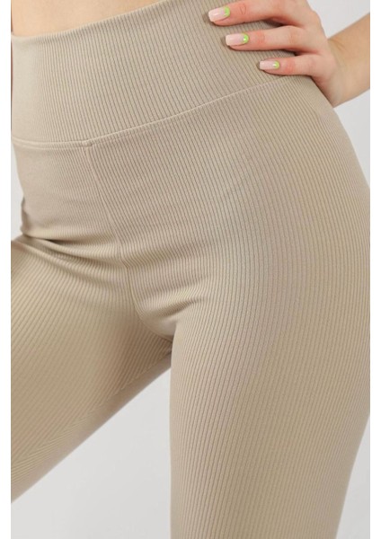 Kadın Yüksek Bel Şardonlu Incelten Toparlayıcı Fitilli Tayt 1055 indirimleri