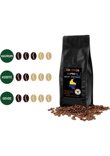 Decaf (Kafeinsiz) Colombia Supremo 250 G