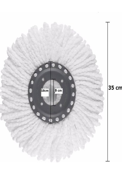 360° Dönebilen Yuvarlak Mikrofiber Mop Paspas Yedek Uçlar, TR Menşei