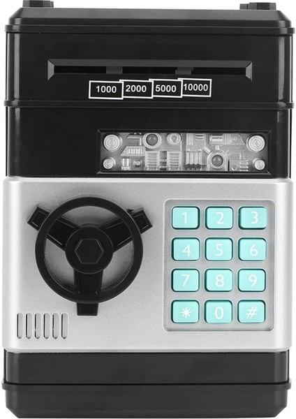 Tekno Trust Atm Kumbara Siyah Şifreli Otomatik Kağıt Para Alan Kasa Kumbara Çocuklar Için Eğlenceli
