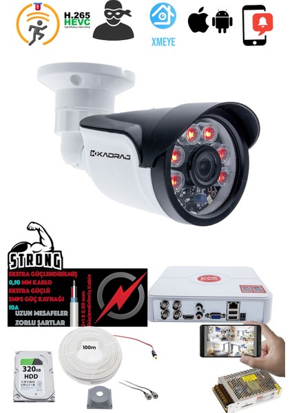 1 Kameralı Set - 5mp Sony Seculensli 1080P Full Hd Ahd 6 Atom Led Gece Görüşlü IP66 Plastik Kasa fiyatları