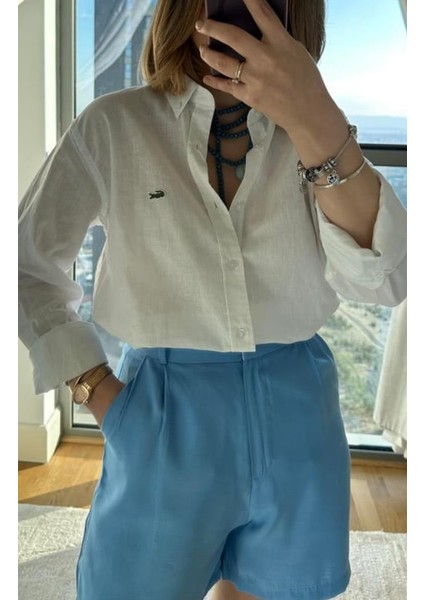 Lcst Unisex Beyaz Keten Gömlek