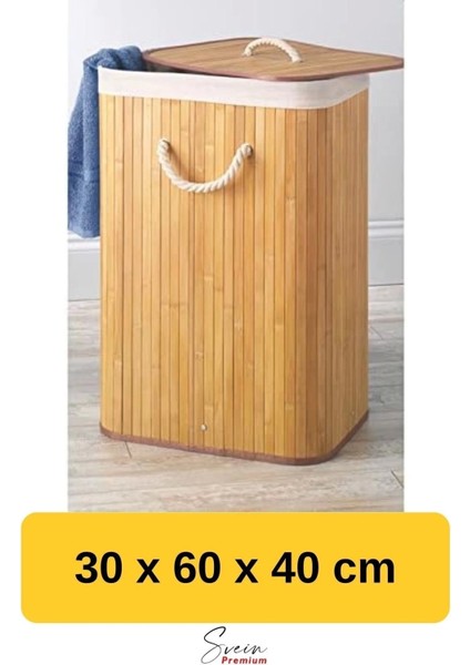 Kapaklı El Yapımı Dekoratif Modern Doğal Ahşap Bambu Banyo Kirli Çamaşır Sepeti 40 X 30 X 60 Cm fiyatları
