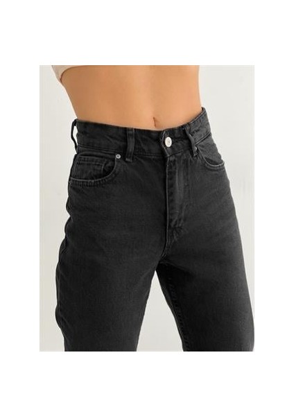 Kadın Düz Mom Kot Pantolon Siyah fiyatları