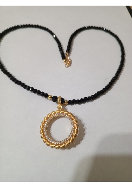 Yarım Altı Için Altın Kaplama Çerçeveli Kolye Dorika Model 55 cm 4mm Cam Kristal Camboncuk fiyatları