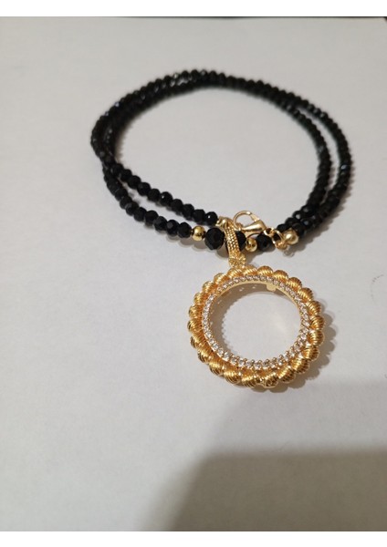 Yarım Altı Için Altın Kaplama Çerçeveli Kolye Dorika Model 55 cm 4mm Cam Kristal Camboncuk modelleri