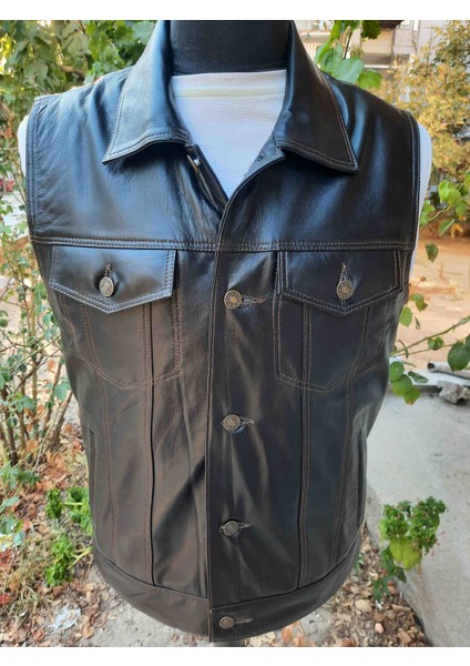 Hakiki Deri Kot Model Chopper Motorcu Yelek