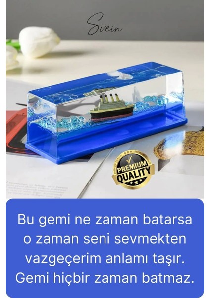 Mavi Su Akvaryum Dikdörtgen Sevgiliye Özel Batmayan Dekoratif Notlu Aşk Titanik Gemisi fiyatları